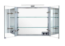 Generisch Saturn - Armadietto a specchio in alluminio Primo, con pannello posteriore in vetro bianco, 900 x 700 x 155 mm