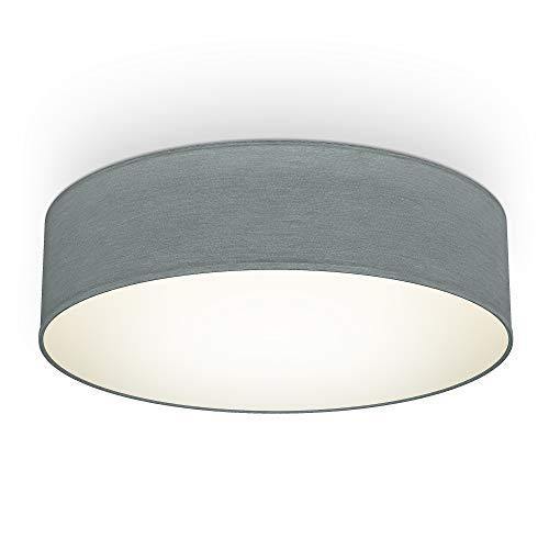 B.K.Licht Plafoniera in tessuto grigio, attacco per 2 lampadine E27 non incluse, Lampada da soffitto diametro 38cm, Lampadario moderno per salotto o camera da letto, IP20 - Arredi Casa