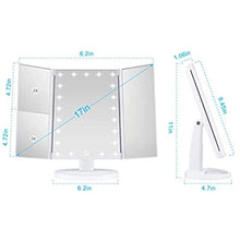 Specchio da trucco con luci, ingrandimento 1 x 2 x 3 x, interruttore touch screen, doppio alimentatore, specchio portatile per trucco a tre volte specchio illuminato