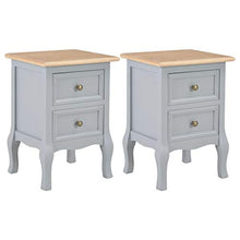 Tidyard Comodino Francese in MDF Grigio/Marrone/Nero con 2 Cassetti,Comodino con Cassetti,Comodino Camera da Letto,Comodino Retro,Cassettiera Camera da Letto,Comodino Portatelefono 35x30x49 cm