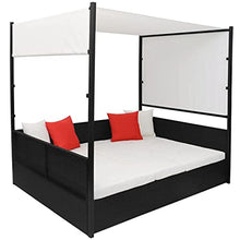 vidaXL Lettino Prendisole Doppio con Baldacchino Elegante Comodo Sdraio Mobile Arredo Giardino Spiaggia Piscina Chaise Longue in Polyrattan Marrone