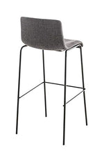 CLP Sgabello Bar Hoover in Stoffa I Sgabello Alto Design 4 Gambe in Metallo I Sedia Sgabello Impilabile con Schienale, Colore:Grigio Chiaro, Colore del Telaio:Nero