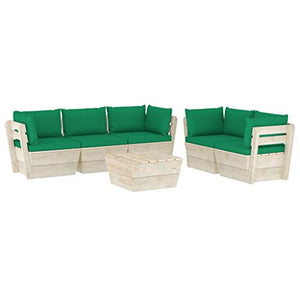 FAMIROSA Set Divani da Giardino su Pallet 6 pz con Cuscini Legno Abete-3521