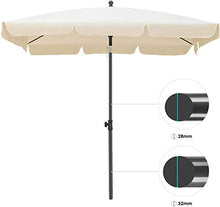 MVPower Ombrellone, 200 x 125cm Ombrellone da Giardino, Ombrellone Rettangolare UV UPF 50+, Ombrellone da Spiaggia Impermeabile con Meccanismo di Inclinazione, 180g/m², per Giardino, Balcone, Terrazza