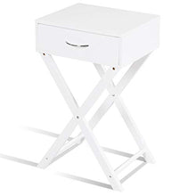 COSTWAY Tavolino Laterale, Comodino con Cassetto in MDF Ecologico per Soggiorno e Camera da Letto, Bianco