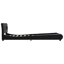 Tidyard Struttura Letto Singolo in Similpelle Nera con Luce LED e Doghe 100x200 cm,Telaio Letto Giroletto Singolo in Ecopelle 100x200 cm,Letto con Luce LED 100x200 cm