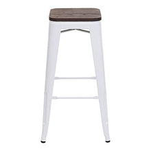 Set 4X sgabelli bistrot Design Industriale HWC-A73 Legno Metallo Verniciato Bianco