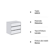 Habitdesign Cassettiera a Tre cassetti in Bianco Opaco, Dimensioni: 60 cm (Larghezza) x 57 cm (Altezza) x 44 cm (profondità)