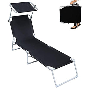 DHHZRKJ Chaise Longue Pieghevole, Lettino Prendisole Regolabile con baldacchino, Sedia a Sdraio, Lettino Prendisole reclinabile Resistente per Patio Esterno a Bordo Piscina