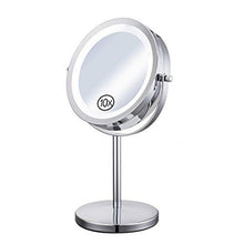 JUNYYANG Specchio da Toilette con Le luci, LED Illuminato Bagno Trucco Specchio con ingrandimento 5X, Batteria o USB autoalimentato, Double Sided Rotonda controsoffitto Specchio