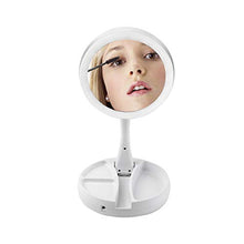 Specchio per il trucco illuminato, Specchio da viaggio pieghevole per specchio cosmetico LED Illuminato con luce e ingrandimento 1X / 10X, Specchio ingranditore fronte/retro 270 °