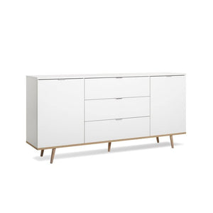 FINORI Göteborg - Credenza in rovere Sonoma massiccio, 180 x 87 cm, colore: Bianco opaco