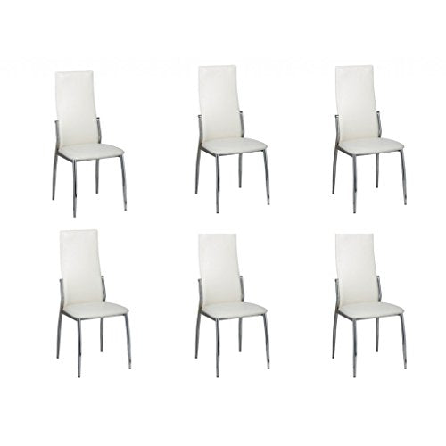 Festnight Sedie da Pranzo 6 pz Bianche,Set di 6 pz Sedie Moderne con Schienali da Sala da Pranzo,43 x 54 x 100 cm, in Similpelle