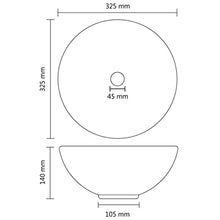 vidaXL Lavandino Lusso Lavello per Bagno Lavabo per Toilette Sanitari Prodotti per Bagno Vaschetta Rotondo Crema Opaco 32,5x14 cm in Ceramica