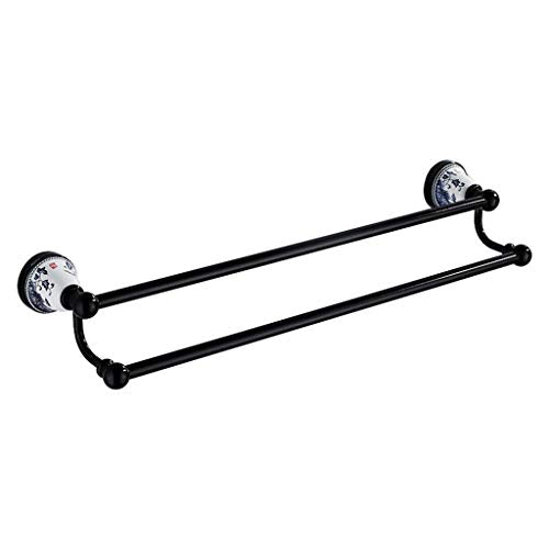 PPOSH Portasciugamani con Doppio portasciugamani Nero Accessori per Il Bagno in Porcellana Bianca Blu portasciugamani