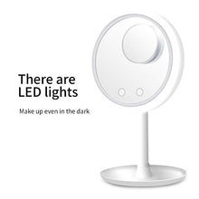 GEDHH Specchio per Il Trucco con Specchio cosmetico a Luce LED Specchio cosmetico ingranditore 5X con Ventola, Ricarica USB, 20 * 5 * 33,5 cm