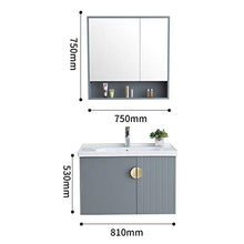 NgMik Cabinet Specchio Lavabo Simple Wood Bagno Bagno Combinazione Bagno Bagno Lavabo in Ceramica Bagno Bagno Bagno Bagno Mobile da Bagno Facile da Pulire (Color : Gray, Size : 48x81x53cm)