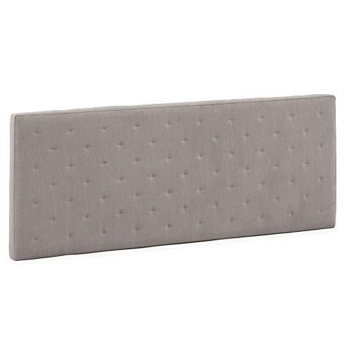marcKonfort Testiera Rivestita in Tela Malta 140x60 cm Color Grigio, Imbottita con Spuma, rifinita con Effetto capitonné, 8 cm di Spessore, Include Hardware per Il Fissaggio alla Parete