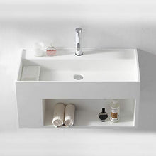 ZTGL Lavabo Bagno Sospeso con Mobile, Design Moderno Lavandino Bagno in Marmo Artificiale, con Portasapone Rimovibile, Bianco,600mm