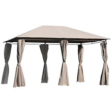 Outsunny Gazebo da Giardino 6 Pareti Rimovibili 12 Paletti Struttura in Metallo Telo in Poliestere 400 x 300 x 264 cm Beige