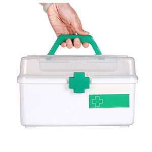 Scatola per Medicinali Medicina Box, Household Storage Box, Vuoto Kit di primo soccorso, piccolo contenitore, portatile, trasparente con coperchio, portatile (verde) Contenitore per Medicinali