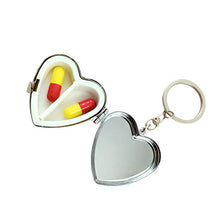 DOITOOL - Contenitore per pillole da viaggio, 1 pezzo, a forma di cuore, in metallo, 2 scomparti per medicine, contenitore per vitamine per viaggi all'aperto