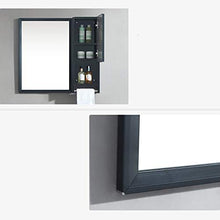 Specchio da Parete splendidamente Nero con mensola Laterale Armadietto Laterale Specchio per Il Trucco del Bagno in Acciaio Inossidabile