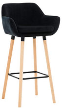 CLP Sgabello Bar Grant In Velluto Sfoderabile I Sedia Alta Cucina In Legno Di Faggio Con Cuscino Removibile, Colore:nero