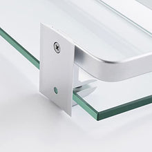 Umi. Bathroom Glass Shelf Anodized Aluminum Tempered Glass 8MM Extra Thick 2 Pack Retangular 1 Tier Storage Organizer Wall Mount Sliver, A4126A-P2
