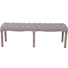 Festnight- Panca in Legno Massello e Lino 150x40x48 cm Grigio Chiaro