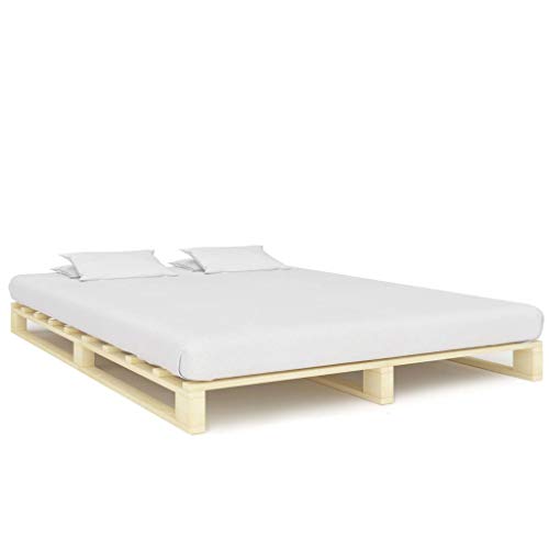 BIGTO - Struttura per letto in legno di pino massello, per camera da letto, 140 x 200 cm, colore: Nero