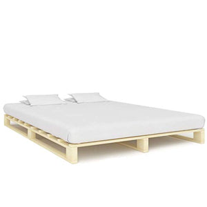 BIGTO - Struttura per letto in legno di pino massello, per camera da letto, 140 x 200 cm, colore: Nero
