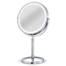Strumento di commutazione di tocco di ingrandimento del desktop del trucco del LED doppio lato dello specchio del desktop 10 volte (argento)