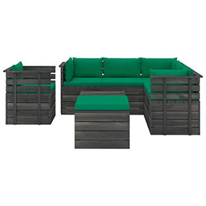 FAMIROSA Set Divani da Giardino su Pallet 8 pz con Cuscini Massello Pino-2036