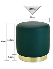 Suhu Pouf Sgabello Poggiapiedi in Ecopelle Poggiapiedi da Divano Moderno Imbottita Similpelle Rotondo Base Dorata Moderno Basso Design Verde