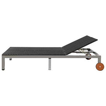 Festnight Lettino Prendisole Matrimoniale con Ruote da Giardino Esterno in Polyrattan Marrone/Nero,Lettino Prendisole Doppio,Lettino da Sole,Sedie a Sdraio da Giardino in Poly Rattan 207x130x88 cm