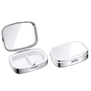 kwmobile 2x Scatola Portapillole Acciaio Inox 2x Scomparti - Contenitore Porta Pillole Pasticche Compresse da Viaggio - Scatolina argento 5,5x4x,15cm