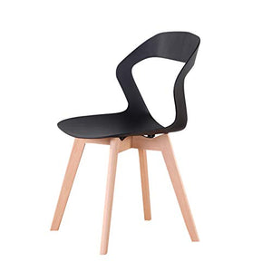 WV LeisureMaster - Set di 4 sedie da pranzo in materiale ABS, gambe in legno, sedie da ufficio, per sala da pranzo, soggiorno, 4 pezzi, colore: Nero