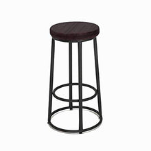 Sedia ufficio,Sgabello da bar rotondo in legno massello con piedini alti neri, (seduta 75 cm, 30 pollici), cuscino in legno massello con struttura in ferro, utilizzato per ristoranti, bar, caffè, re