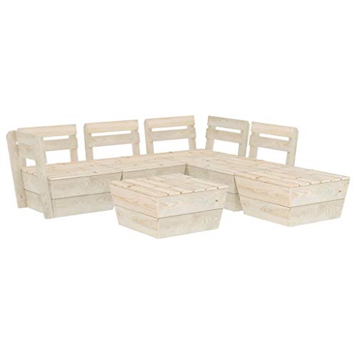 SKM Set Divani da Giardino su Pallet 6 pz in Legno Abete Impregnato (101kg) -3722