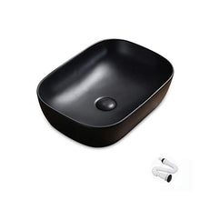 LHY BATHLEADER Lavandino di Ceramica dei bagni, lavandino Ovale del contatore Montato Superiore, lavabo di Arte Ultra Sottile,Black