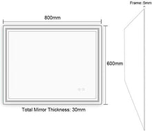 HFFFHA Specchi da Bagno 600 x 800 mm retroilluminato a LED retroilluminato Senza Cornice Specchio da Bagno Luce Specchio per Il Trucco Sensore di Controllo tattile