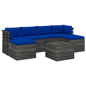 vidaXL Set Divani da Giardino su Pallet 7 pz con Cuscini Massello Pino
