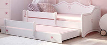 Letto per bambini con funzione estraibile bianco EMMA 160x80 + 2 materassi + 2 telaio, Divano Letto con Doghe in Legno