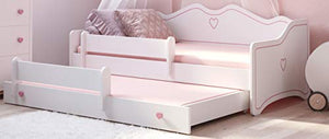 Letto per bambini con funzione estraibile bianco EMMA 160x80 + 2 materassi + 2 telaio, Divano Letto con Doghe in Legno