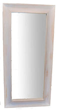 MO.WA Specchio muro o da terra figura intera legno bianco shabby chic. Misura esterna cm. 90x190. Made in Italy.