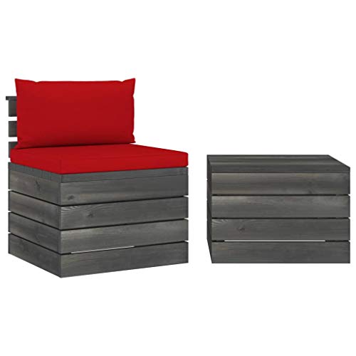 FAMIROSA Set Divani da Giardino su Pallet 2 pz con Cuscini Massello Pino-1665