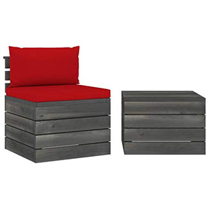 FAMIROSA Set Divani da Giardino su Pallet 2 pz con Cuscini Massello Pino-1665