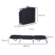 Lettino Prendisole Pieghevole da Giardino 180x55x24 cm in Metallo e Tessuto Oxford Nero