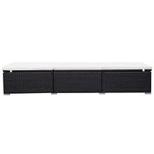 Tidyard- Lettino Prendisole, Sedie a Sdraio da Giardino in Polirattan 195x60x31 cm Nero e Bianco